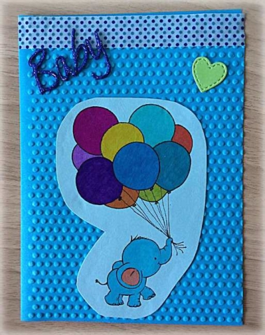 Bigliettino di Nascita Bimbo Elefantino con palloncini